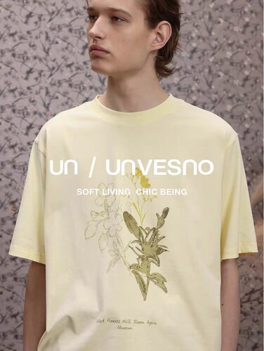 【抗菌速干】Unvesno(UN)花影水墨印花三合一功能纯棉短袖T恤