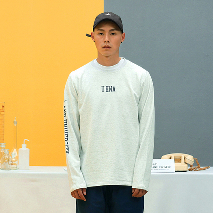 ANB2019SS / ANB镜像印花基础长袖TEE(浅花灰）