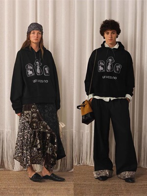 【加绒】Unvesno(UN)高智趣味版画猫咪治愈慵懒休闲加绒卫衣