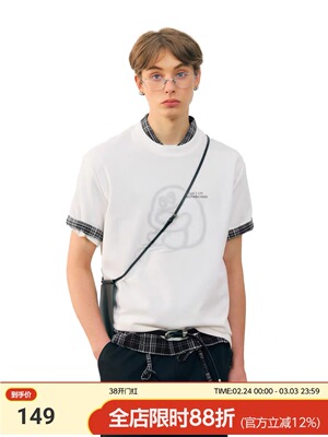 MYSAMESAME26SS治愈吉祥物圆领短袖休闲简约宽松情侣款T恤上衣