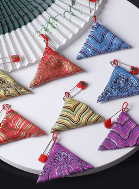 红色别针三角袋宝宝随身胎毛发红色小荷包袋锦囊袋手工diy材料包