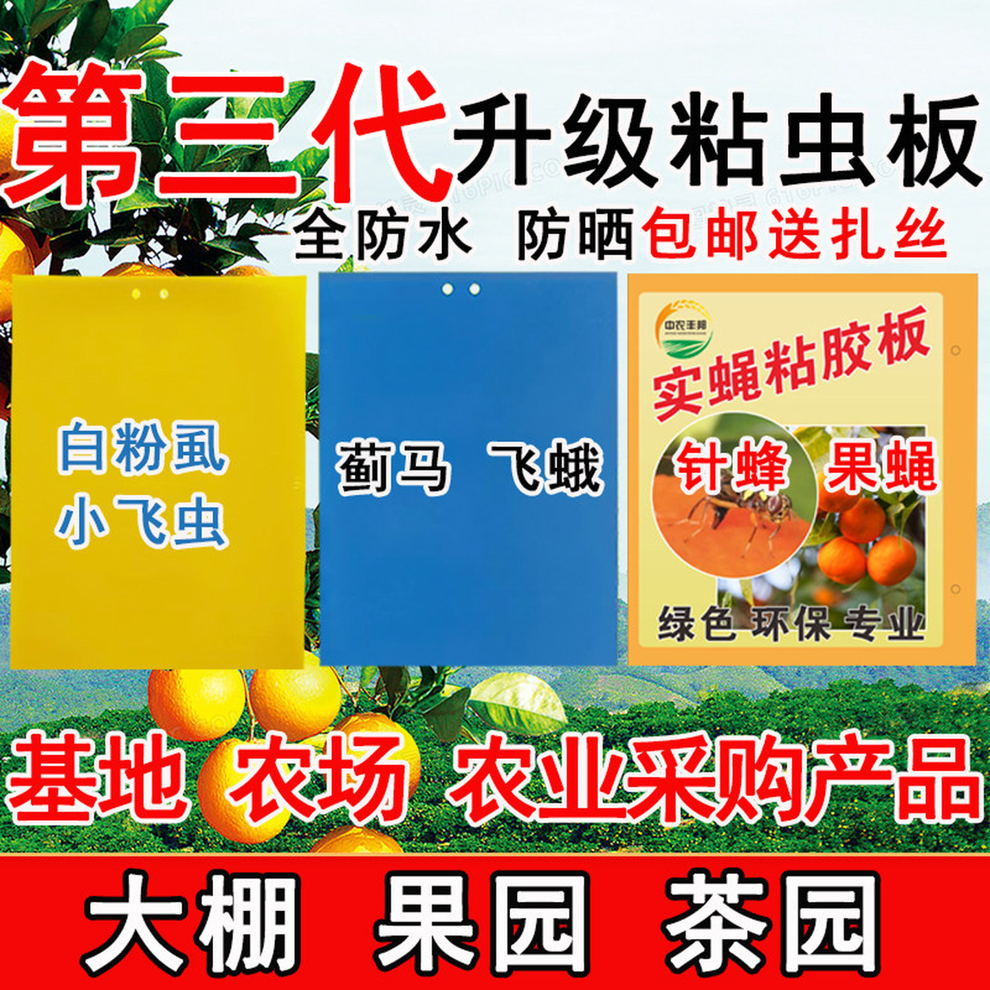 粘虫板黄蓝双面诱捕虫板果园沾果蝇针蜂贴蓟马小黑飞大棚茶园花卉