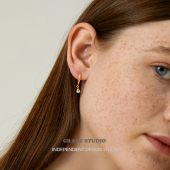 经典 法式 气质水滴锆石耳圈耳扣女简约百搭耳饰耳环 S法国女孩