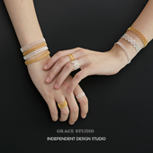 精致高奢复古艺术感金银镂空设计手镯叠戴开口调节手环 S格蕾丝