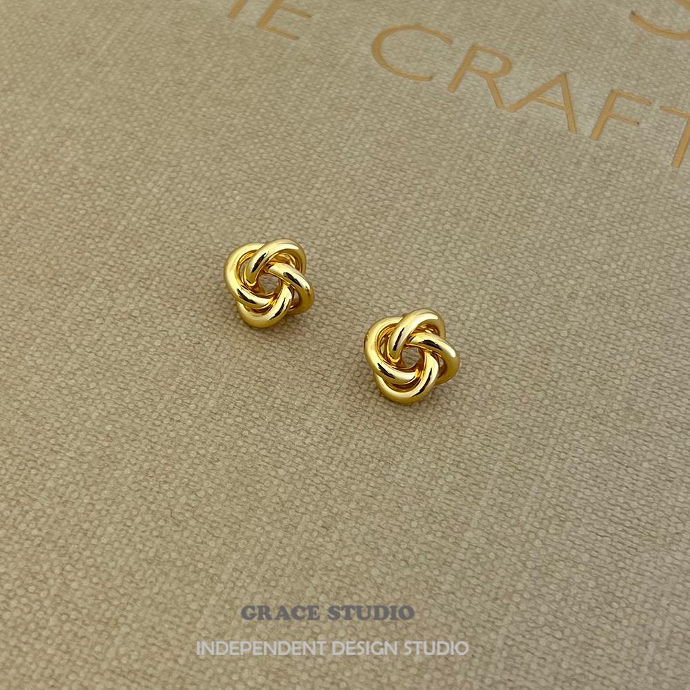 G/S法式金属缠绕花朵造型耳环