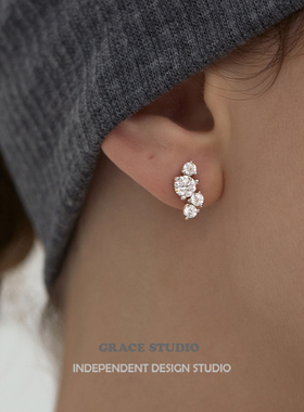 G/S 轻奢高品质纯银莫桑石S型耳钉超闪钻石耳环女培育钻耳饰s925