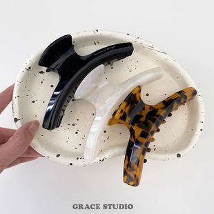 醋酸一字抓夹大发量鲨鱼韩系夹盘发夹赵露思同款 法式 S南法假日