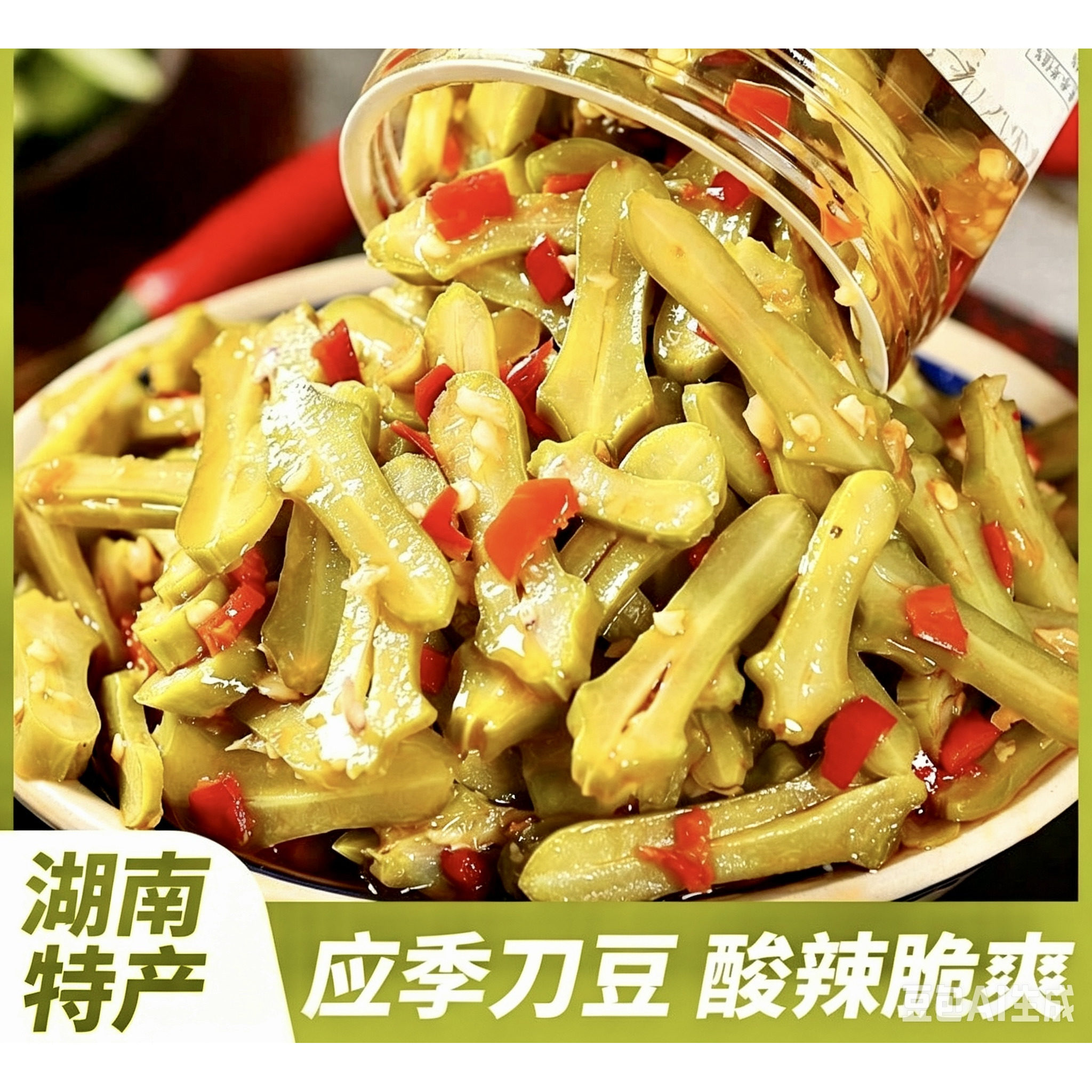 湖南酸辣刀豆农家手工腌泡菜