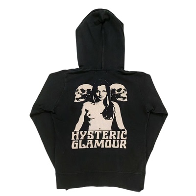 hysteric glamour 歇斯底里 视觉系魅力骷髅连帽衫 女郎长袖卫衣