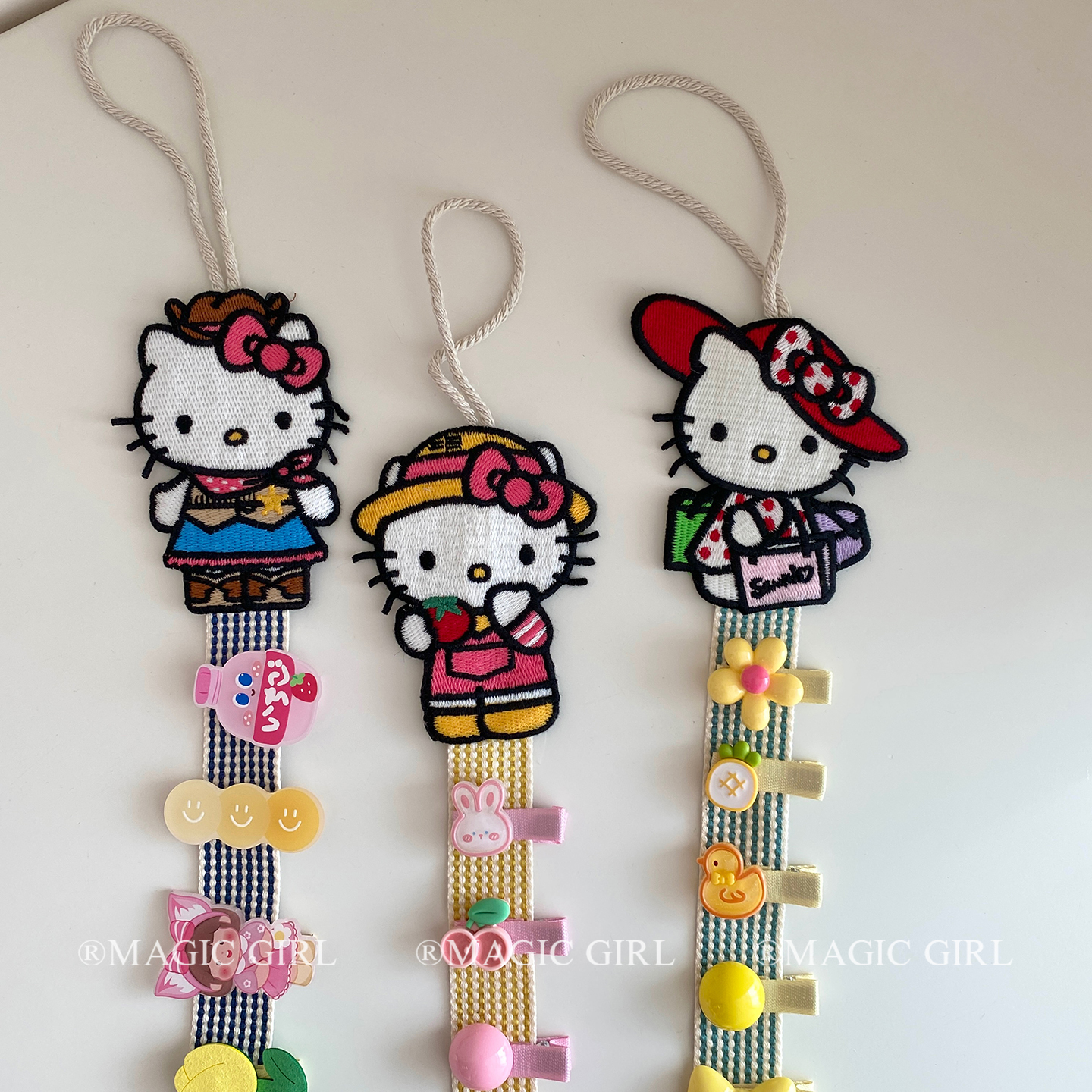 可爱kitty猫咪发夹收纳带子发卡夹子多功能收纳绳发饰头饰整理带