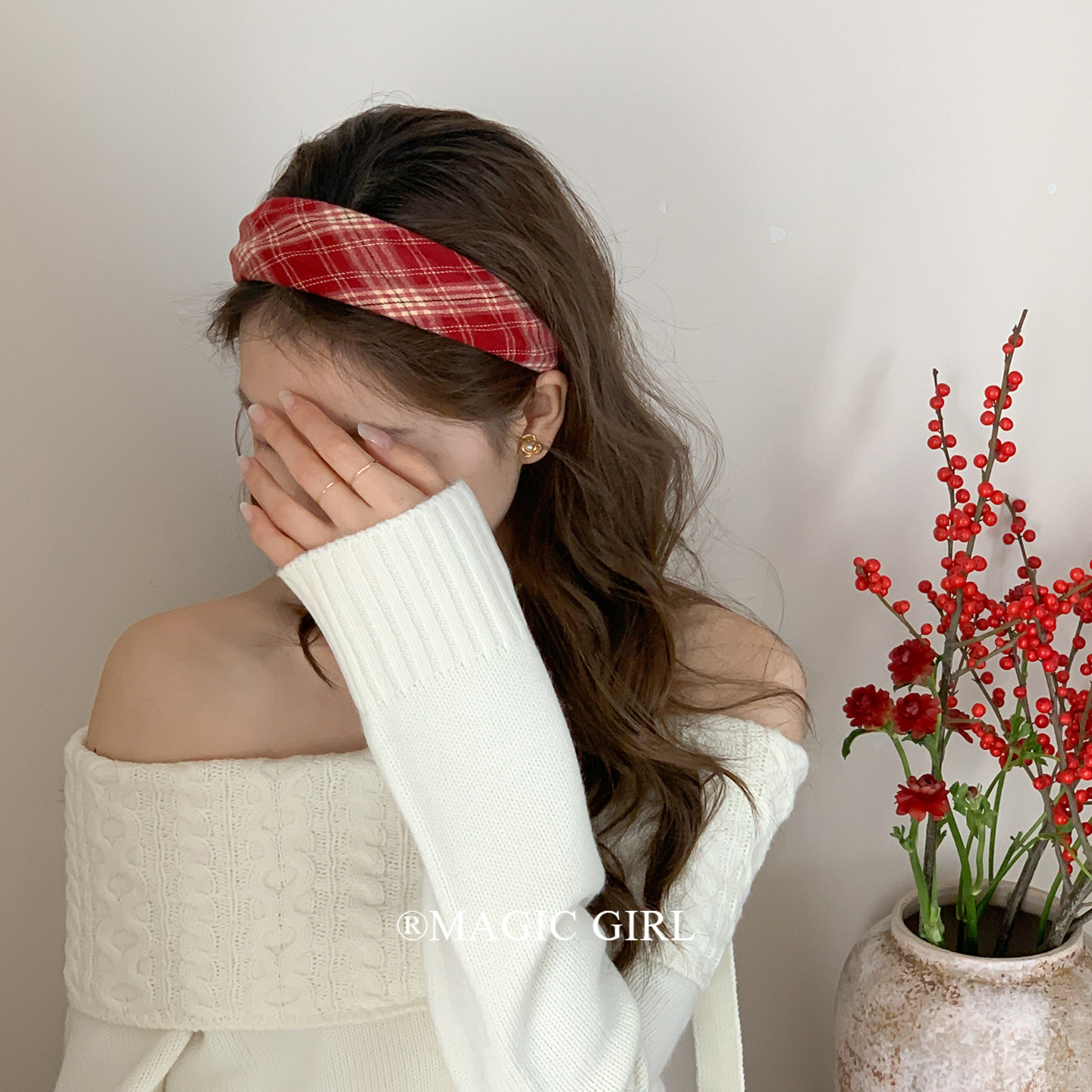 少女新年红色格纹发箍头饰女时尚复古高颅顶头箍新款洋气发卡发饰,饰品/流行首饰/时尚饰品新,发饰,淘宝优惠券,粉丝福利购,淘宝优惠卷