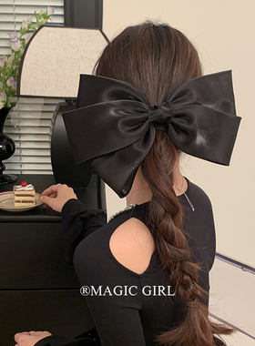 设计师款珠光缎面大蝴蝶结发夹高级感弹簧夹发饰公主发卡hair bow