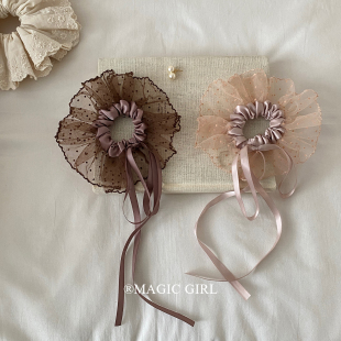 梦幻芭蕾网纱波点缎面蝴蝶结飘带大肠发圈女发饰好看头花发绳头饰