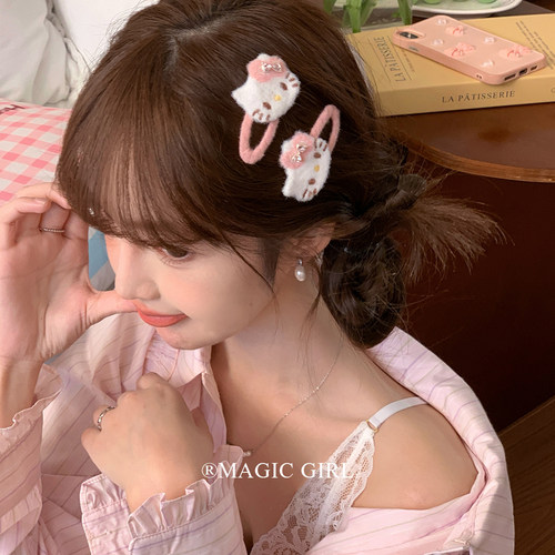 甜美可爱粉色kitty猫咪bb夹子