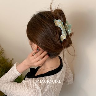 中国风博物馆文创绾青丝抓夹女小众复古设计感鲨鱼夹头饰质感发夹