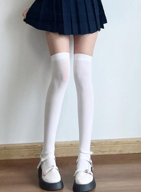 薄款白色过膝袜jk女春夏高筒黑色大腿袜日系小腿袜微压显瘦压力袜