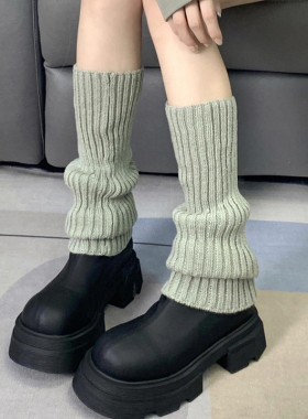 灰色堆堆袜女秋冬款袜套搭配雪地靴子小腿套jk穿搭针织y2k中筒袜