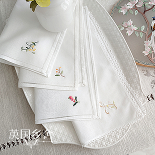 手工装饰餐巾天然棉麻手绣抽纱精致小尺寸装饰摆拍样板间多款入
