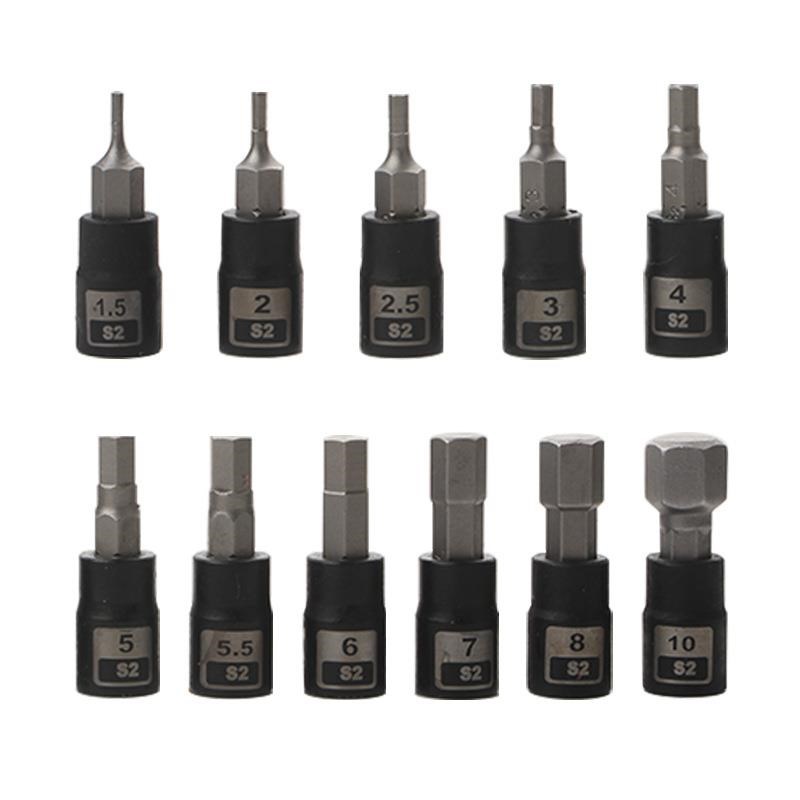 现货1/41/4吋套筒扳手内六角套筒1.5-10mm内6角套装汽修工具配件