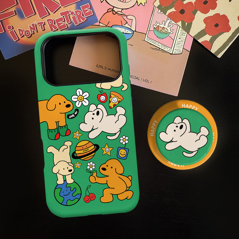 狗狗乐园适用苹果17promax手机壳iphone16pro菲林磁吸支架个性华为P80小米15小众vivo防摔保护壳oppo清新可爱