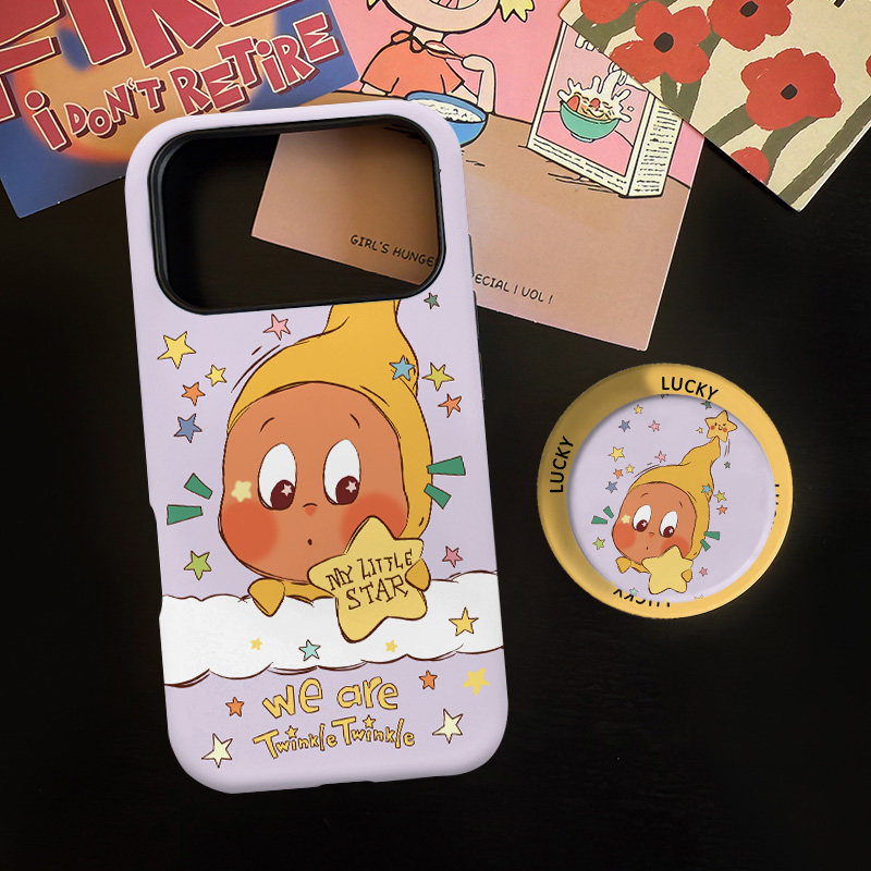 香芋紫星星仔适用苹果17promax手机壳iphone16pro菲林磁吸支架个性华为P80小米15小众vivo防摔保护壳oppo潮流