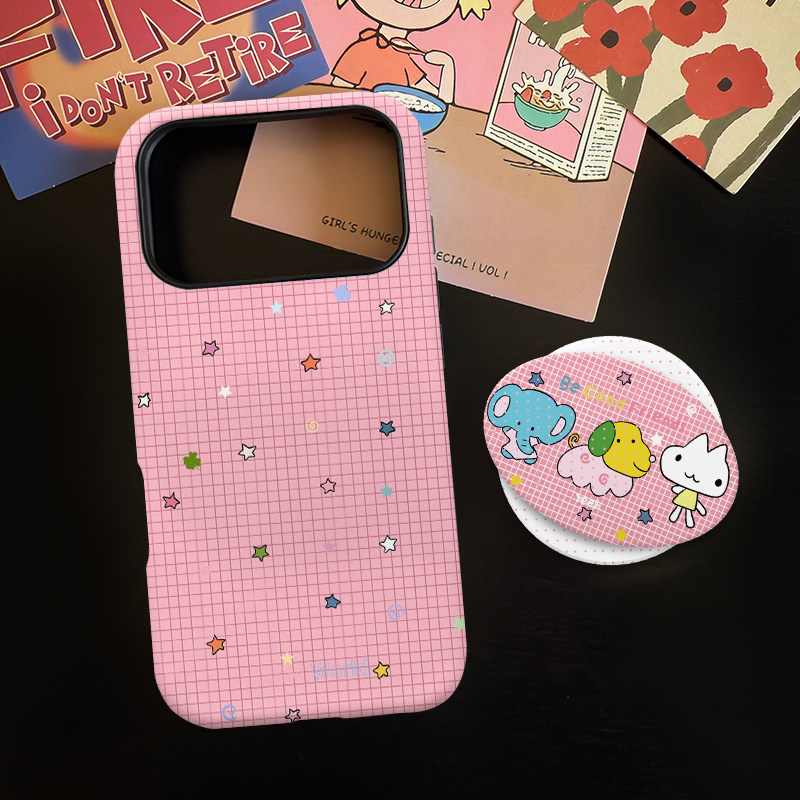星星小动物适用苹果18promax手机壳iphone17pro菲林磁吸支架华为P90小米15亲肤手感vivo防摔保护壳oppo荣耀