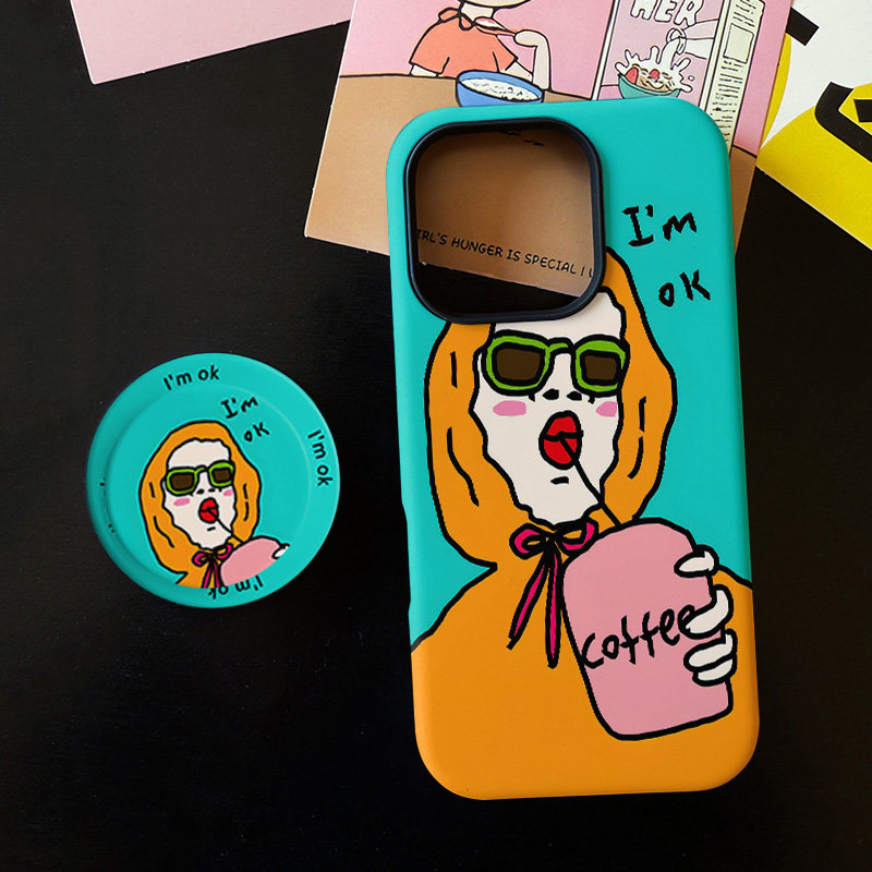 搞怪咖啡女孩适用苹果17promax手机壳iphone16pro菲林磁吸支架个性华为P80小米15小众vivo防摔保护壳oppo撞色,3C数码配件,手机保护套/壳,淘宝优惠券,粉丝福利购,淘宝优惠卷