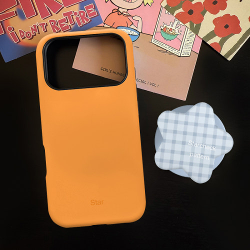 海蓝格纹星星适用苹果17promax手机壳iphone16pro菲林磁吸支架个性华为P80小米15小众vivo防摔保护壳oppo极简