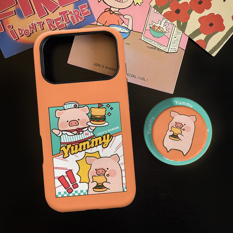 汉堡猪猪适用苹果17promax手机壳iphone16pro菲林磁吸支架个性华为P80小米15小众vivo防摔保护壳oppo撞色插画,3C数码配件,手机保护套/壳,淘宝优惠券,粉丝福利购,淘宝优惠卷