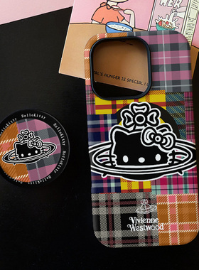 格纹星球KT适用苹果17promax手机壳iphone16pro菲林磁吸支架个性华为P80小米15小众vivo防摔保护壳oppo潮流风