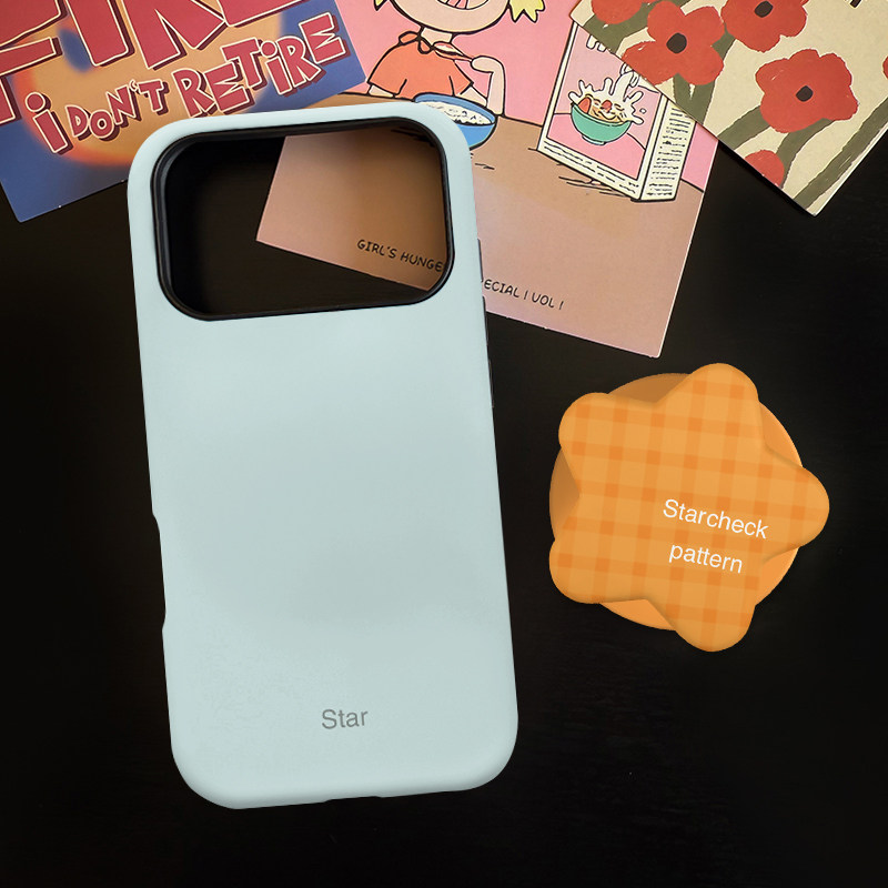 橙黄格纹星星适用苹果17promax手机壳iphone16pro菲林磁吸支架个性华为P80小米15小众vivo防摔保护壳oppo简约