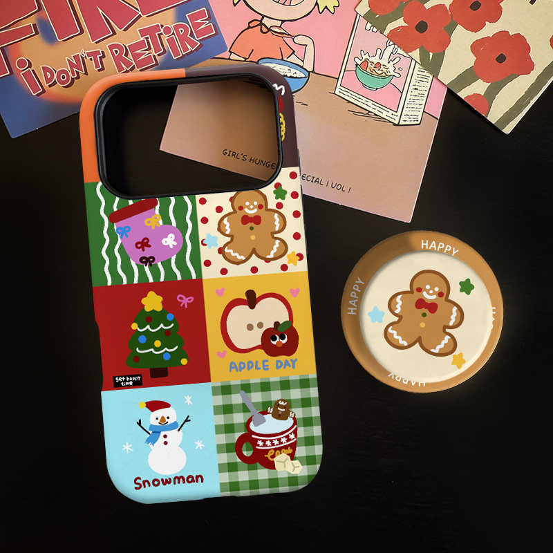 圣诞拼接姜饼人适用苹果17promax手机壳iphone16pro菲林磁吸支架个性华为P80小米15小众vivo防摔保护壳oppo,3C数码配件,手机保护套/壳,淘宝优惠券,粉丝福利购,淘宝优惠卷