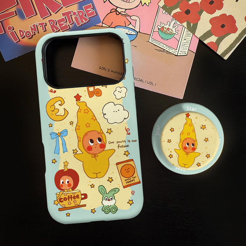云朵星星仔适用苹果17promax手机壳iphone16pro菲林磁吸支架个性华为P80小米15小众vivo防摔保护壳oppo卡通风