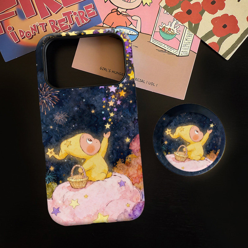 梦幻小星星适用苹果17promax手机壳iphone16pro菲林磁吸支架个性华为P80小米15小众vivo防摔保护壳oppo潮玩款
