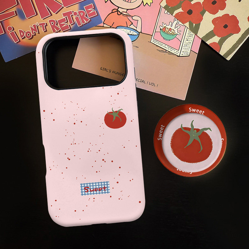 可爱番茄适用苹果17promax手机壳iphone16pro菲林磁吸支架个性华为P80小米15小众vivo防摔保护壳oppo简约可爱