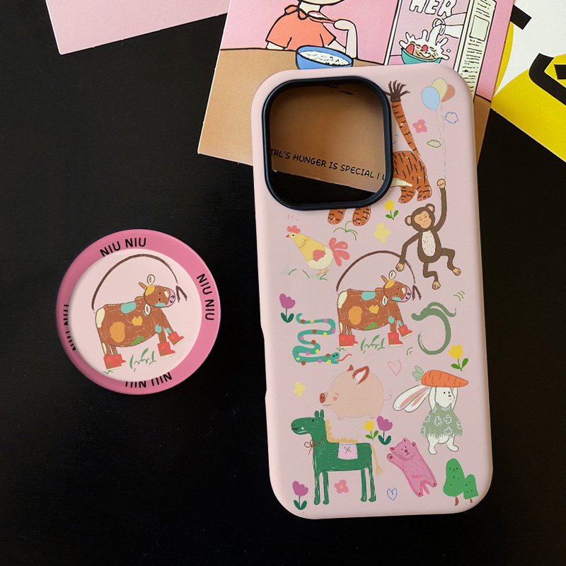 艺术动物园适用苹果17promax手机壳iphone16pro菲林磁吸支架个性华为P80小米15小众vivo防摔保护壳oppo卡通