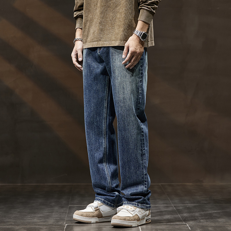 新塘潮牌男士牛仔裤jeansmen通牌常规阔腿裤男秋冬新款宽松直筒裤