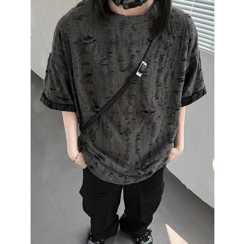 废土风穿搭美式高街短袖男设计感