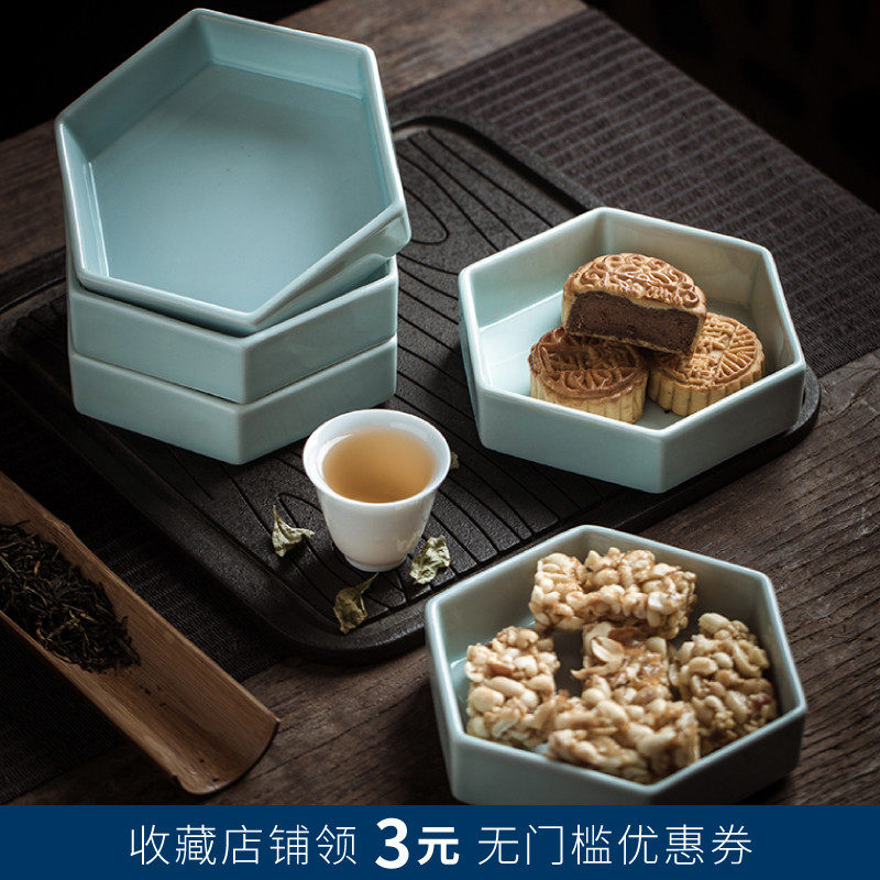日式复古点心零食果盘托盘中式影青陶瓷茶点盘茶道坚果六角碟精品,家居饰品,果盘/果篓,淘宝优惠券,粉丝福利购,淘宝优惠卷