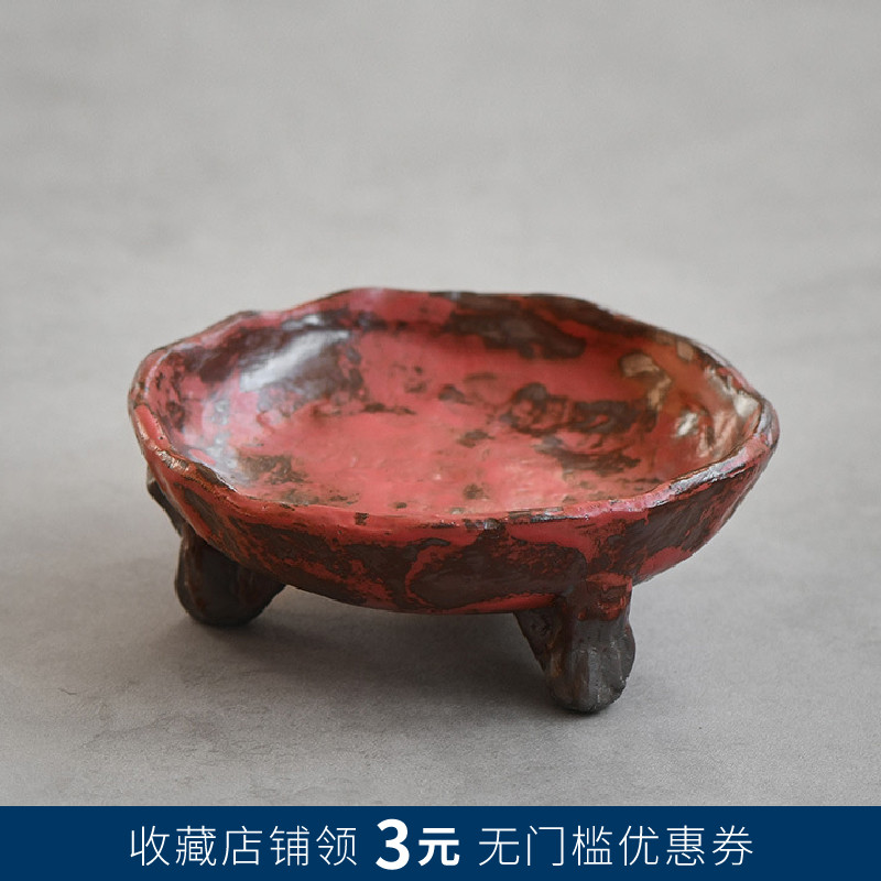 手工陶瓷复古器皿粉引红妆