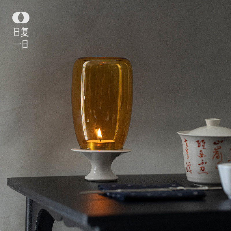 宋代美学玻璃香薰蜡烛烛台茶室中式蜡烛香道日式简约家居摆饰装饰