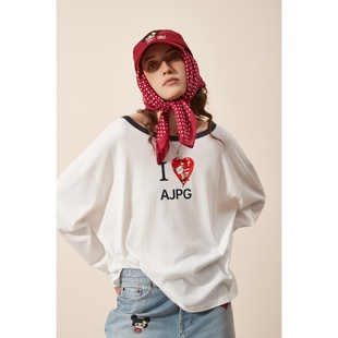 GIRL T恤女2025新款 复古斜肩辣妹长袖 上衣春秋 AJPG联名美式 BAD