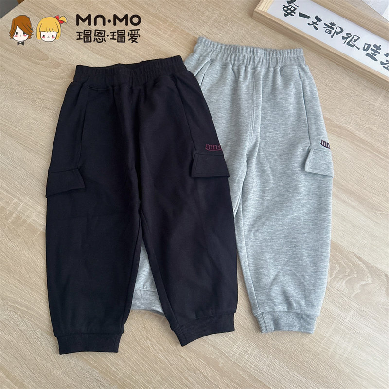 瑁恩瑁爱春新款男童休闲运动卫裤长裤工装裤毛圈百搭单层布