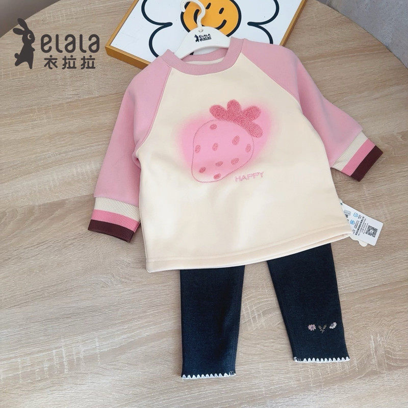 女宝宝秋冬加绒加厚卫衣打底