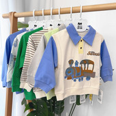 衣拉拉瑁恩瑁爱秋新款 儿童圆领卫衣男童运动上衣套头休闲T恤百搭
