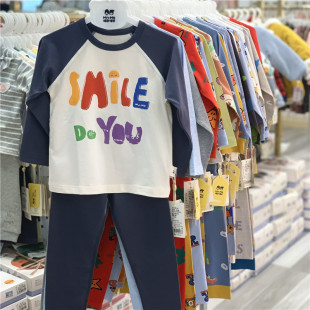 瑁恩瑁爱衣拉拉秋冬新款男童秋衣秋裤纯棉莱卡内衣套装弹力棉薄款