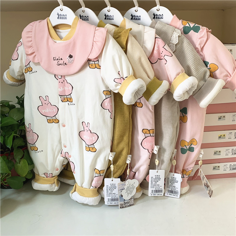 衣拉拉女宝宝冬款夹棉爬服