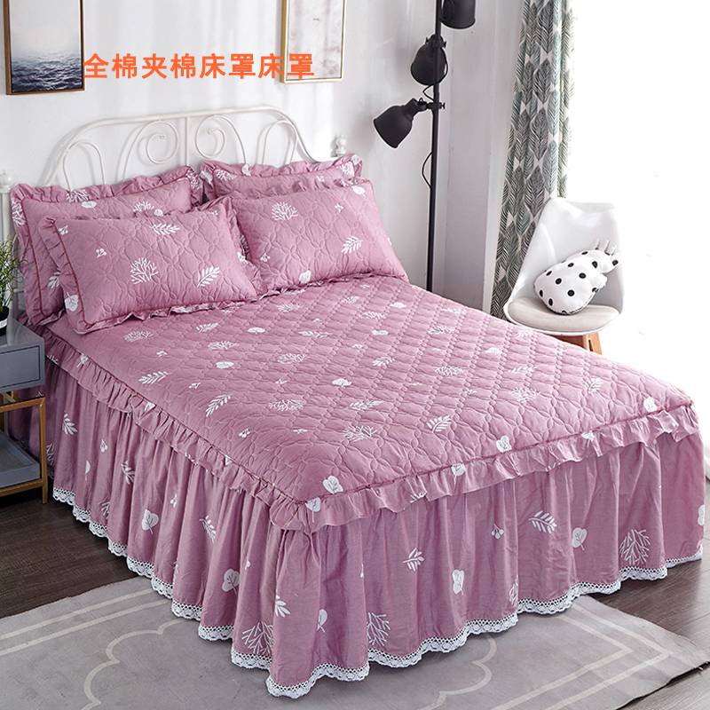 床卓床裙床罩夹棉纯棉裙摆单件全棉裙式加厚四件套花边三件套防滑
