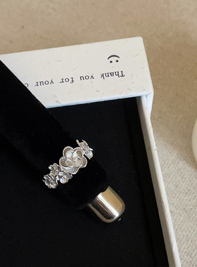 简约高级感立体金属花朵开口戒指女小众独特时尚精致百搭指环戒子