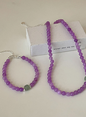 气质薰衣草紫色天然石串珠项链手链女简约个性百搭时尚颈链锁骨链